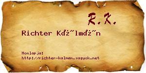 Richter Kálmán névjegykártya